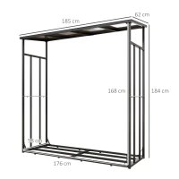 Outsunny Abri-bûches range-bûche extérieur charge maximale 2000 kg avec housse de protection imperméable 185 x 62 x 184 cm noir(m-3)