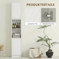 HOMCOM Columna de Baño Estrecha con 2 Puertas y 2 Estantes Abiertos para Espacios Pequeños 30x24x170 cm Blanco(m-5)