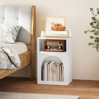 HOMCOM Bedside Table with 2 Open Compartments - White(m-2)