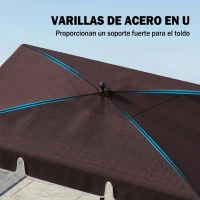 Outsunny Sombrilla de Terraza de Aluminio 2x1,3x2,5 m Parasol de Jardín Rectangular con Función de Inclinación Café(m-5)