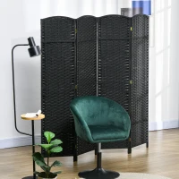 HOMCOM Biombo Separador de Ambientes de 4 Paneles Biombo Plegable 160x170 cm para Salón Dormitorio Oficina Negro(m-10)