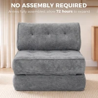 HOMCOM Fauteuil Convertible 1 Place 95 x 220 cm avec 2 Oreillers, Siège Épais, Fauteuil-Lit Chauffeuse 3 en 1, Gris Clair(m-8)
