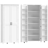 HOMCOM Mobile Cucina Alto con Ruote, 2 Ante, 14 Scomparti, 80x40x180 cm, Bianco(m-1)