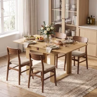 HOMCOM Folding Dining Table Under-Table Storage Extendable Kitchen Table Steel Rail Oak Effect(m-14)