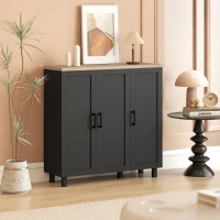 HOMCOM Sideboard Buffet Cabinet, Kitchen Storage Cabinet with 3 Doors and Adjustable Shelves for Living Room, Kitchen, Black(m-10)