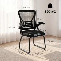 HOMCOM Office Chair, Ergonomic Desk Chair No Wheels with Mesh Backrest and Steel Legs for Home Conference Room, Black(m-3)