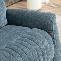 HOMCOM Fauteuil inclinable manuel pivotant avec repose-pieds rétractable, dossier réglable, bleu(m-8)