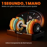 SPORTNOW Mancuerna Ajustable 5 en 1 de 5 a 25 kg con Base de Almacenamiento y Mango Antideslizante para Casa Gimnasio Multicolor(m-5)
