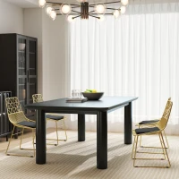 HOMCOM Luxurious Dining Chairs Set of 4, Metal Wire Kitchen Chair with Removable Velvet-feel Cushion, Cut-out Back and Steel Frame for Dining Room, Gold Tone(m-2)