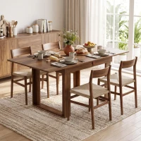 HOMCOM Folding Dining Table Under-Table Storage Extendable Kitchen Table Steel Rail Grey Wood Effect(m-9)
