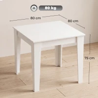 HOMCOM Dining Table for 4, 80L x 80W x 75Hcm, Modern Square Kitchen Table, White(m-3)