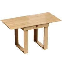 HOMCOM Folding Dining Table Under-Table Storage Extendable Kitchen Table Steel Rail Oak Effect(m-1)