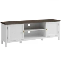 HOMCOM TV Unit for TVs up to 42 Inch, Farmhouse Entertainment Centre with 2 Open Shelves, 2 Cabinets and Thick Top(m-1)