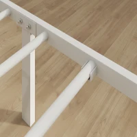 HOMCOM Canopy Bed Frame King Size, Metal Platform Bed Frame with Headboard and Footboard, Underbed Storage, White(m-10)