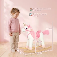 AIYAPLAY Caballito Balancín para Bebés Unicornio Sonidos de Cascos y Relinchos Boca y Cola Móviles 1-3 Años Blanco(m-3)