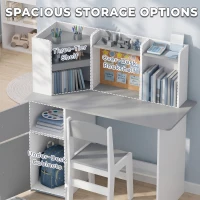 AIYAPLAY Kids Desk and Chair Set Storage Shelves Kids Desk Adjustable Tablet Stand Cork Board Pen Holder Grey(m-6)