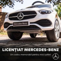 AIYAPLAY Mașinuță de Împins pentru Copii 3 în 1 cu Licență Mercedes-Benz, Mâner, Copertină, Claxon, Muzică, Alb(m-5)