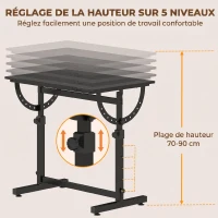 HOMCOM Table à Dessin Inclinable 0°-85°, Bureau à Dessin Réglable en Hauteur avec Rebord Antidérapant, Cadre en Acier, Noir(m-5)