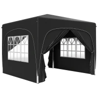 Outsunny 3 x 3m Pop-Up Gazebo Shelter, with Accessories - Black(m-1)