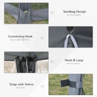 Outsunny 3.8m x 3.2m Pop Up Gazebo Hexagonal Canopy Tent Outdoor Sun Protection with 6 Mesh Sidewalls, Hand Bag, Grey(m-7)