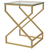 HOMCOM Nest of Tables, Side Table Set of 2 with Transparent Top, Coffee Table Set with Tempered Glass Top, Transparent(m-10)