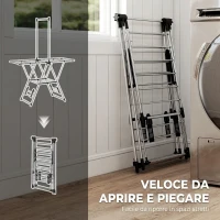 HOMCOM Stendibiancheria da Pavimento Pieghevole con Ali Regolabili a 5 Livelli, 139x62.5x201 cm, Argento(m-6)