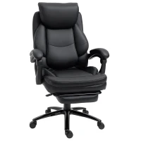 Vinsetto Silla de Oficina Ergonómica Silla de Escritorio Ajustable en Altura con Respaldo Inclinable hasta 130° Función Basculante y Resposapiés Retráctil Acero 65,5x79x112-118 cm Negro(m-1)