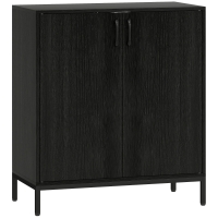 HOMCOM Aparador de Cocina Moderno Aparador para Salón con 2 Puertas Estante Ajustable y Base Elevada 80x40x90 cm Negro