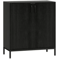 HOMCOM Aparador de Cocina Moderno Aparador para Salón con 2 Puertas Estante Ajustable y Base Elevada 80x40x90 cm Negro(m-1)
