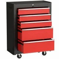 HOMCOM Carucior pentru Ustensile Unelte cu Sertar Rosu 61,5 X 33 X 85cm(m-12)