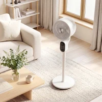 HOMCOM 20 dB Silent Standing Fan for Bedroom, 39in Pedestal Fan with Remote, Oscillating, 8 Speeds, Adjustable Height, White(m-9)