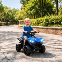 AIYAPLAY 6V Kids ATV, 4 Wheeler Electric Ride on Car with Music and LED Headlights, for Ages 18-56 Months Boys and Girls, Blue(m-9)