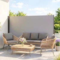 Outsunny Store latéral Brise-Vue paravent rétractable dim. 3L x 2H m alu. Polyester Anti-UV Haute densité 180 g/m² gris clair(m-15)