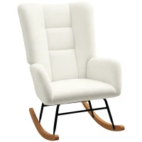 HOMCOM Teddy Fleece Rocking Chair - Cream White(m-11)
