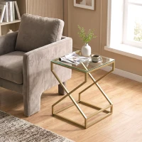 HOMCOM Nest of Tables, Side Table Set of 2 with Transparent Top, Coffee Table Set with Tempered Glass Top, Transparent(m-9)