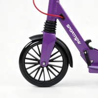 SPORTNOW Foldable Kick Scooter with Height Adjustable Handlebar, One-click Folding Adult Scooters with 200 mm Big Wheels, Purple(m-10)