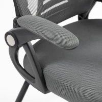 HOMCOM Office Chair, Ergonomic Desk Chair No Wheels with Mesh Backrest and Steel Legs for Home Conference Room, Dark Grey(m-13)