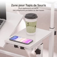HOMCOM Bureau Assis-Debout, Bureau Réglable en Hauteur 70 x 60 cm, à Roulettes avec Plateau Inclinable, 70x60x70,5-120cm, Blanc(m-6)