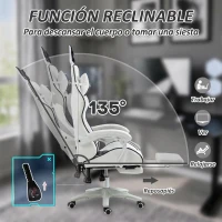 Vinsetto Silla Gaming Profesional de Cuero PU con Altura Ajustable Inclinable 135° Reposacabezas 65x63x136-142 cm Negro y Blanco(m-6)