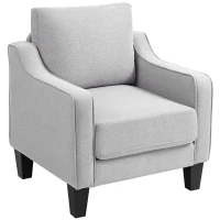 HOMCOM Fotoliu Modern în Material Textil cu Căptușeală Groasă și Arcuri Împachetate, 77x77x86 cm, Gri(m-12)