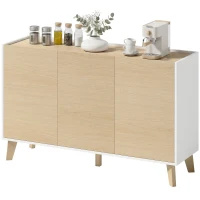 HOMCOM Bufet cu Uși Soft-Close 120 cm, Lemn și Alb(m-12)