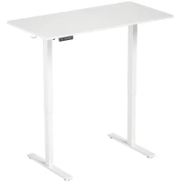 HOMCOM Standing Desk Memory Control Height Adjustable Desk 2 Cable Holes LED Display Sit Stand Desk White(m-1)