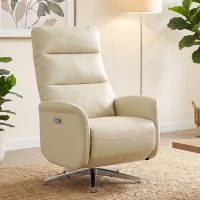 HOMCOM Fotoliu Reclinabil Electric, Rotativ, cu Suport pentru Picioare, USB, Bej(m-8)
