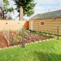 Outsunny Expanding Trellis Fence Freestanding Movable Fence Foldable Garden Screen Panel Aluminum, 300cm x 103.5 cm, Dark Brown(m-10)
