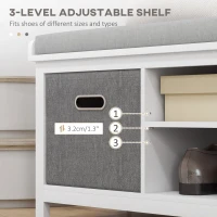 HOMCOM Shoe Storage Bench, with Cushion Seat - White/Grey(m-6)