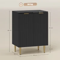 HOMCOM Sideboard Buffet Cabinet, Modern Kitchen Storage Cabinet with Adjustable Shelves and Metal Legs, Black(m-3)