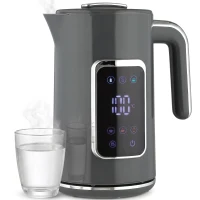 HOMCOM Electric Kettle, 1.7L Fast Boil 3000W Water Kettle with LED Display, Adjustable Temperature, Keep Warm Function, Grey(m-15)