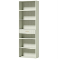 HOMCOM Bookcase Narrow Tall Space-Saving Bookshelf Drawer Open Shelves 60 x 24 x 182 cm Light Green