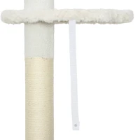 PawHut 225-255 cm Adjustable Cat Climbing Tower with Sisal Scratching Posts, 2 Hanging Play Balls and Anti-Tip Strap, Beige(m-8)