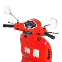 HOMCOM Moto Elettrica per Bambini Design Vespa, Batteria 6V con Suoni e Luci, Età 3-6 Anni, Rosso(m-8)